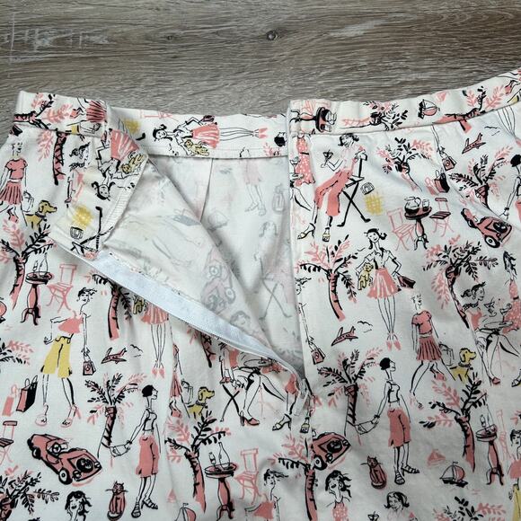 Vintage Novelty Print Skirt White Pink Retro Women Martini Cars Y2K - Picture 5 of 6